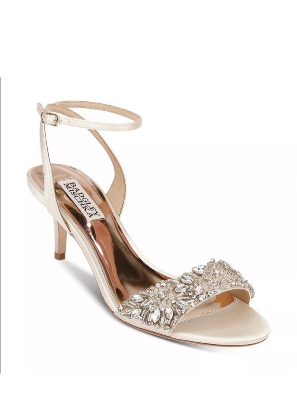 Badgley Mischka Richelle Crystal-Embellished Ankle-Strap Heel